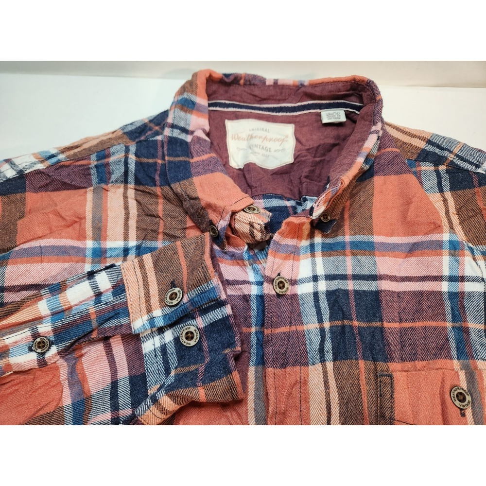 Weatherproof Mens Plaid Flannel Shirt XL Long Sleeve Button Up Casual - Picture 1 of 6